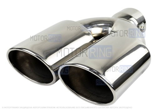 Раздвоенная овальная насадка глушителя Sal-Man HJ-3011 d85х67мм из нержавеющей стали_1