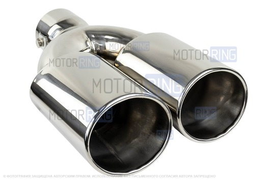 Раздвоенная овальная насадка глушителя Sal-Man HJ-3011 d85х67мм из нержавеющей стали