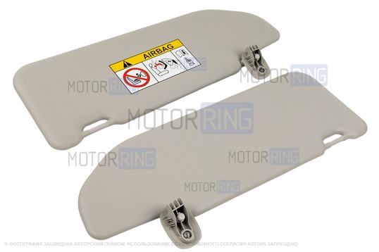 Оригинальные светлые солнцезащитные козырьки Люкс с зеркалами и комплектом держателей (крючков) для Лада Веста NG