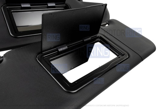 Черные солнцезащитные козырьки от Веста Спорт с зеркалами и комплектом держателей (крючков) для Лада Веста NG