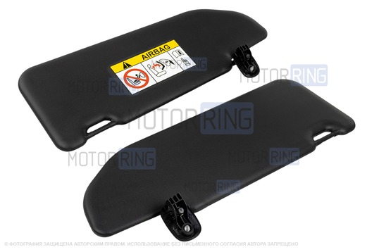 Черные солнцезащитные козырьки от Веста Спорт с зеркалами и комплектом держателей (крючков) для Лада Веста NG