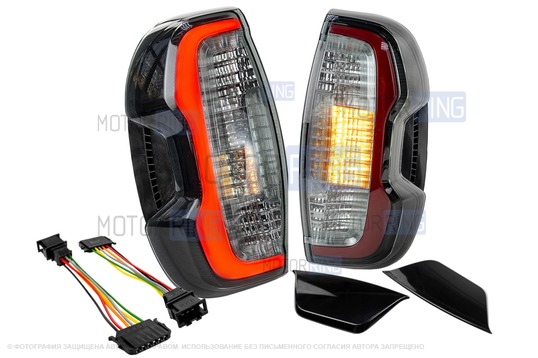 Полный комплект установки аналоговых задних фонарей образца 2021 года с тонированным стеклом для Шевроле Нива_1