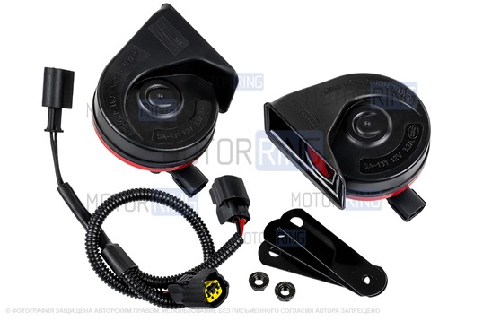 Рупорный воздушный звуковой сигнал SEM-ALI 131 c проводкой штатного подключения для Skoda, Volkswagen 1,2 поколений, Audi, Seat, Mercedes-Benz 2 поколения