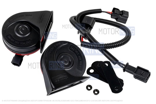 Рупорный воздушный звуковой сигнал SEM-ALI 131 c проводкой штатного подключения для Honda 2 поколения_1