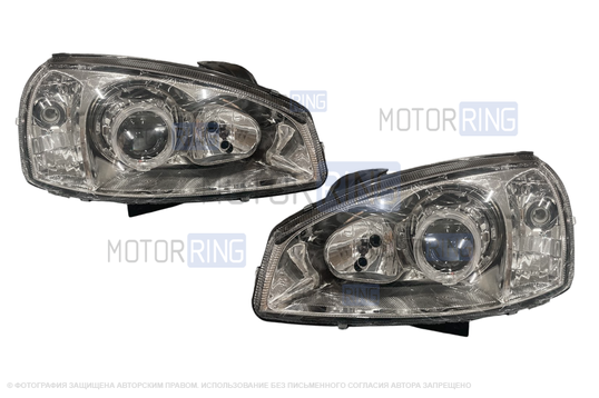 Фары с ДХО и линзой под ксенон для Лада Калина_1