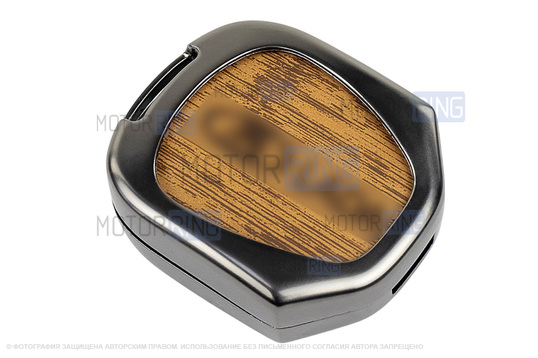 Алюминиевый чехол ключа Sal-Man с брелоком (текстура коричневого дерева) для Лада Приора, Калина, Калина 2, Гранта, Гранта FL до 2019 г.в. и с 2023 г.в., Датсун