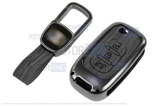 Алюминиевый чехол ключа Sal-Man с брелоком (текстура черного дерева) для Лада Веста, Икс Рей, Ларгус FL, Лада Гранта FL 2018-2023 г.в._1