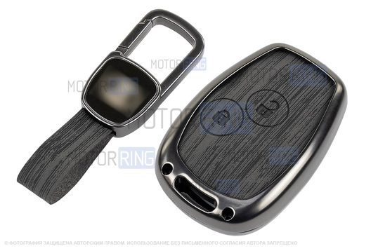 Алюминиевый чехол ключа Sal-Man с брелоком (текстура черного дерева) для Лада Ларгус_1