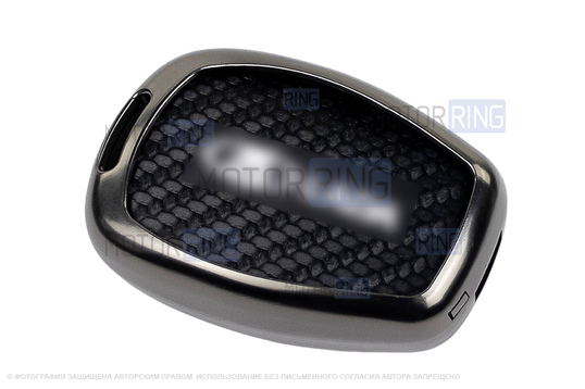 Алюминиевый чехол ключа Sal-Man с брелоком (текстура черного карбона) для Лада Ларгус