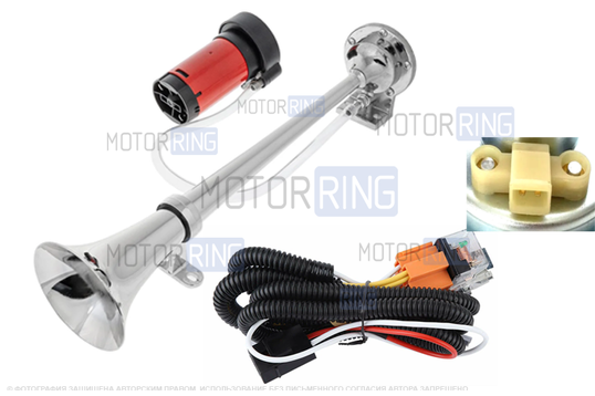 Рожковый воздушный звуковой сигнал SEM-ALI 140 c проводкой штатного подключения для ВАЗ 2108-21099, 2110-2112, 2113-2115, Лада Калина, Калина 2, Гранта, Гранта FL, Приора, Веста, Веста NG, Нива 4х4, Нива Легенд, Нива Тревел, Шевроле Нива_1