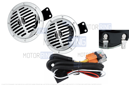 Дисковый воздушный звуковой сигнал SEM-ALI 145 c проводкой штатного подключения для Mercedes, Nissan, Suzuki 1 поколения_1