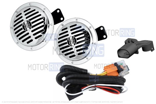 Дисковый воздушный звуковой сигнал SEM-ALI 145 c проводкой штатного подключения для BMW 2 поколения_1