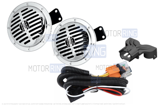 Дисковый воздушный звуковой сигнал SEM-ALI 145 c проводкой штатного подключения для Hyundai, KIA 2 поколения_1