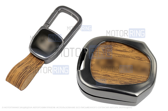 Штатный ключ замка зажигания Норма с алюминиевым чехлом (текстура коричневого дерева) для Лада Приора, Калина, Калина 2, Гранта, Гранта FL до 2019 г.в. и с 2023 г.в., Датсун