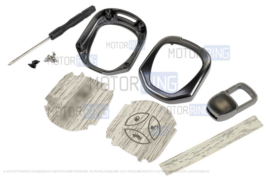 Штатный ключ замка зажигания Норма с алюминиевым чехлом (текстура серого дерева) для Лада Приора, Калина, Калина 2, Гранта, Гранта FL до 2019 г.в. и с 2023 г.в., Датсун