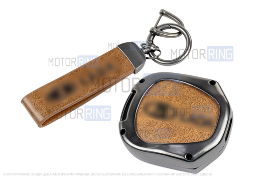 Штатный ключ замка зажигания Норма с алюминиевым чехлом (коричневый с текстурой кожи) для Лада Приора, Калина, Калина 2, Гранта, Гранта FL до 2019 г.в. и с 2023 г.в., Датсун