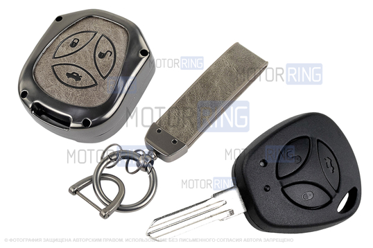 Штатный ключ замка зажигания Норма с алюминиевым чехлом (серый с текстурой кожи) для Лада Приора, Калина, Калина 2, Гранта, Гранта FL до 2019 г.в. и с 2023 г.в., Датсун_1