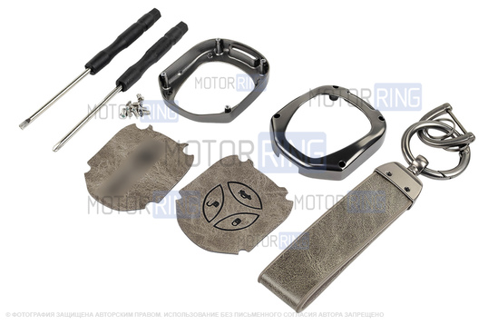 Штатный ключ замка зажигания Норма с алюминиевым чехлом (серый с текстурой кожи) для Лада Приора, Калина, Калина 2, Гранта, Гранта FL до 2019 г.в. и с 2023 г.в., Датсун