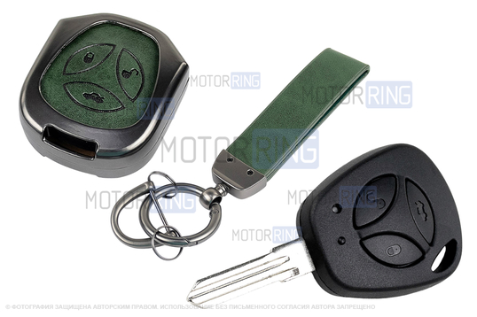 Штатный ключ замка зажигания Норма с алюминиевым чехлом (зеленый с текстурой кожи) для Лада Приора, Калина, Калина 2, Гранта, Гранта FL до 2019 г.в. и с 2023 г.в., Датсун_1