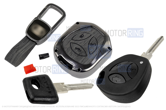 Ключ замка ажигания Норма, обучающий ключ с чипом и алюминиевый чехол (текстура черного дерева) для Лада Приора, Калина, Калина 2, Гранта, Гранта FL до 2019 г.в. и с 2023 г.в., Датсун_1