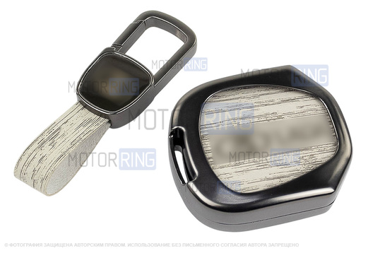 Ключ замка ажигания Норма, обучающий ключ с чипом и алюминиевый чехол (текстура серого дерева) для Лада Приора, Калина, Калина 2, Гранта, Гранта FL до 2019 г.в. и с 2023 г.в., Датсун