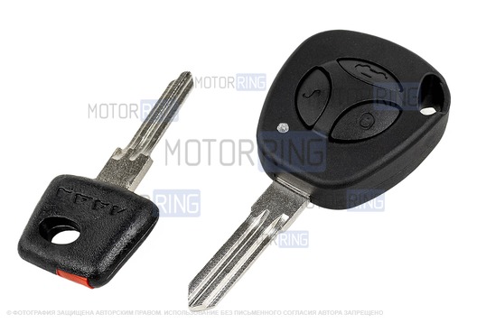 Ключ замка ажигания Норма, обучающий ключ с чипом и алюминиевый чехол (серый с текстурой кожи) для Лада Приора, Калина, Калина 2, Гранта, Гранта FL до 2019 г.в. и с 2023 г.в., Датсун