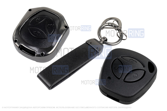 Пульт центрального замка Норма с чипом и алюминиевым чехлом (черный с текстурой кожи) для Лада Приора, Калина, Калина 2, Гранта, Гранта FL до 2019 г.в. и с 2023 г.в., Датсун_1