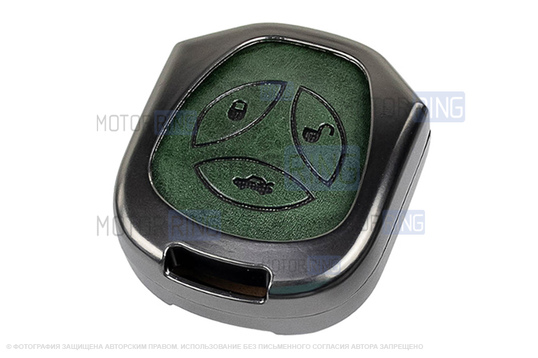 Пульт центрального замка Норма с чипом и алюминиевым чехлом (зеленый с текстурой кожи) для Лада Приора, Калина, Калина 2, Гранта, Гранта FL до 2019 г.в. и с 2023 г.в., Датсун