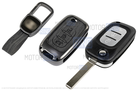 Выкидной ключ замка зажигания без чипа с алюминиевым чехлом (текстура черного дерева) для Лада Веста, Икс Рей, Ларгус FL_1