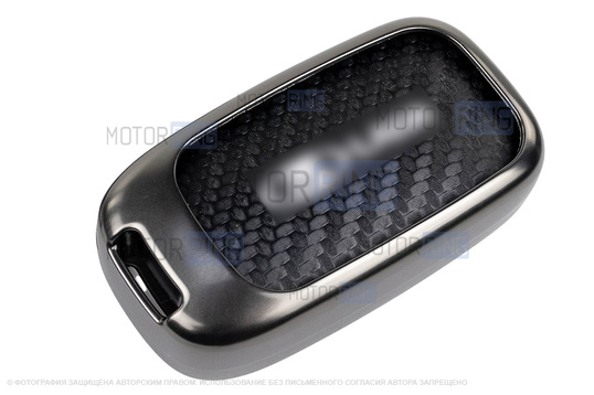 Выкидной ключ замка зажигания без чипа с алюминиевым чехлом (текстура черного карбона) для Лада Веста, Икс Рей, Ларгус FL