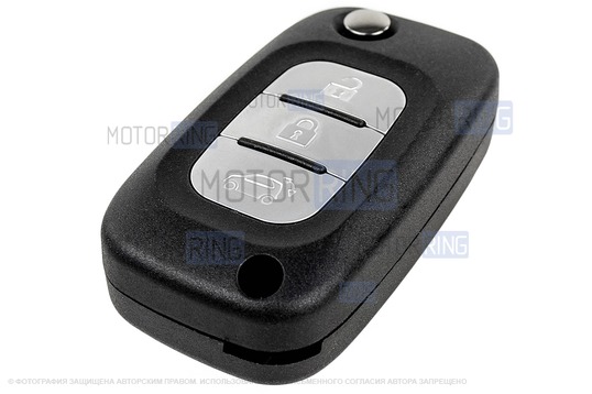 Выкидной ключ замка зажигания с чипом с алюминиевым чехлом (текстура серого дерева) для Лада Веста, Икс Рей, Ларгус FL