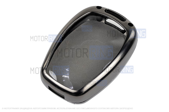 Корпус ключа зажигания без чипа с алюминиевым чехлом (текстура черного карбона) для Лада Ларгус