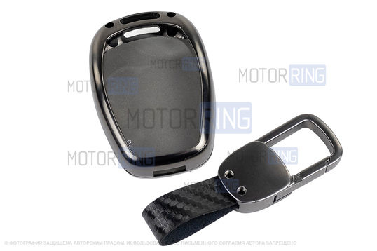 Корпус ключа зажигания с жалом (без чипа) с алюминиевым чехлом (текстура черного карбона) для Лада Ларгус