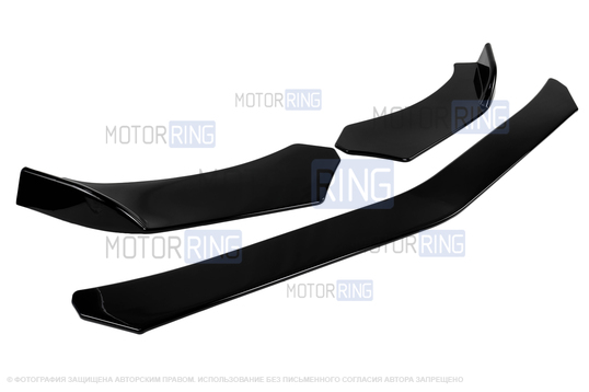 Нижняя накладка (сплиттер) переднего бампера Sal-Man в стиле БМВ черный лак универсальная_1