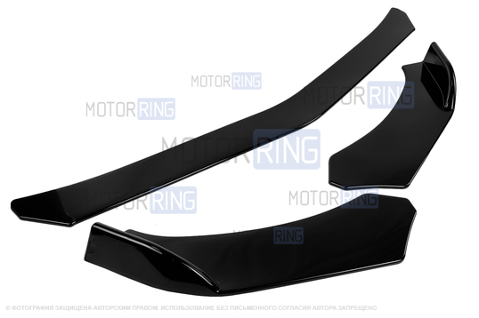 Нижняя накладка (сплиттер) переднего бампера Sal-Man в стиле БМВ черный лак универсальная