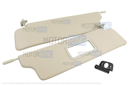 Cолнцезащитные козырьки с зеркалом и центральным кронштейном для Лада 4х4 (Нива) 1993-2019 г.в._1