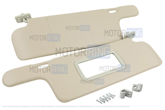 Солнцезащитные козырьки с зеркалом, крючками и комплектом саморезов для ВАЗ 2108-21099, 2113-2115_1