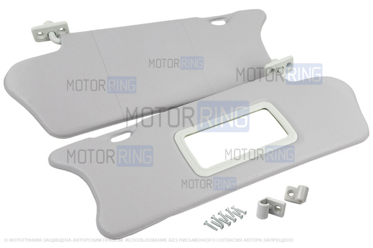 Солнцезащитные козырьки с зеркалом, крючками и комплектом саморезов для ВАЗ 2110-2112_1