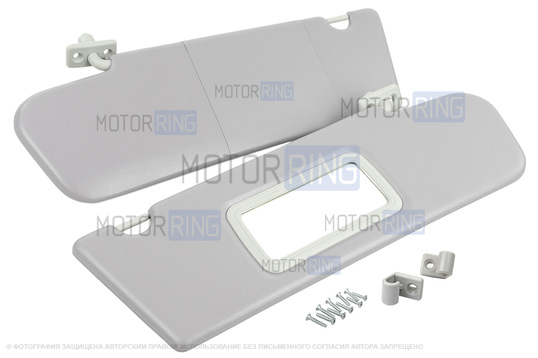 Солнцезащитные козырьки с зеркалом, крючками и комплектом саморезов для Шевроле Нива, Лада Нива Тревел_1