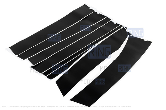 Наклейки стоек дверей черные матовые под кузов универсал для Лада Калина, Калина 2, Гранта FL