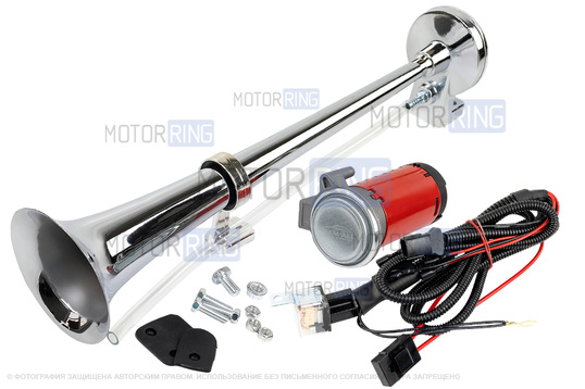 Рожковый воздушный звуковой сигнал SEM-ALI 140 c проводкой штатного подключения для KIA, Hyundai 1 поколения_1