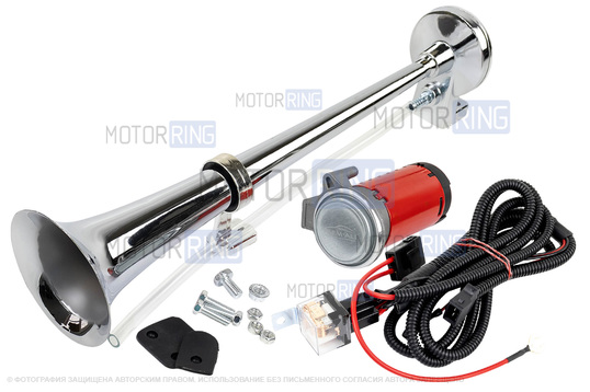 Рожковый воздушный звуковой сигнал SEM-ALI 140 c проводкой штатного подключения для Renault, Citroen, Peugeot 1 поколения_1