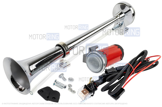 Рожковый воздушный звуковой сигнал SEM-ALI 140 c проводкой штатного подключения для Chevrolet, Nissan, Opel, Volvo 2 поколения, Ford 1 и 2 поколений_1