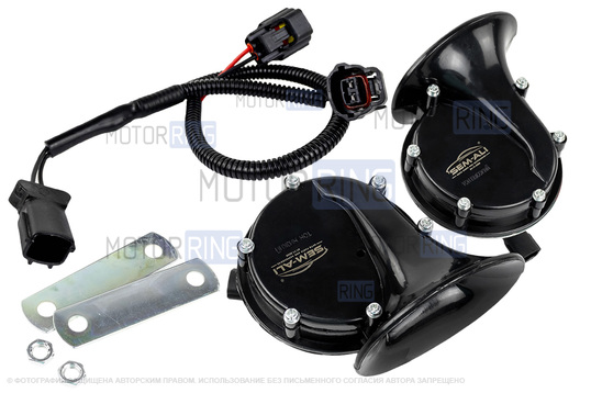 Рупорный воздушный звуковой сигнал SEM-ALI 133 c проводкой штатного подключения для KIA, Hyundai 1 поколения_1