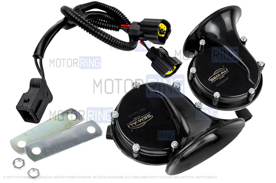 Рупорный воздушный звуковой сигнал SEM-ALI 133 c проводкой штатного подключения для Peugeot, Renault, Citroen 1 поколения_1