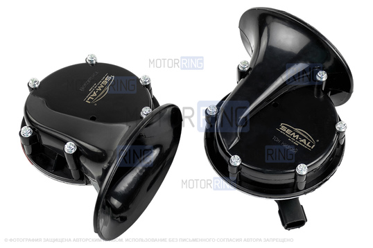 Рупорный воздушный звуковой сигнал SEM-ALI 133 c проводкой штатного подключения для Peugeot, Renault, Citroen 1 поколения