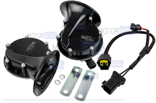 Рупорный воздушный звуковой сигнал SEM-ALI 133 c проводкой штатного подключения для Chevrolet, Nissan, Opel 2 поколения, Ford 1, 2 поколений_1