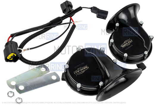 Рупорный воздушный звуковой сигнал SEM-ALI 133 c проводкой штатного подключения для Honda 1 поколения_1