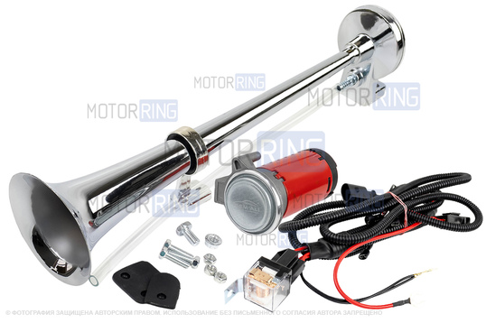 Рожковый воздушный звуковой сигнал SEM-ALI 140 c проводкой штатного подключения для Skoda, Volkswagen, Audi, Mercedes-Benz, Seat 2 поколения_1