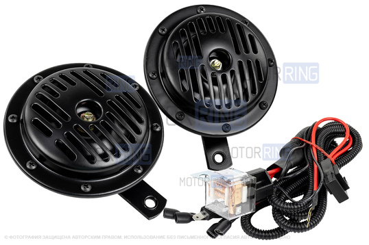 Дисковый воздушный звуковой сигнал SEM-ALI 135 c проводкой штатного подключения для Mazda 1 и 2 поколений, Mitsubishi 2 поколения, Волга_1